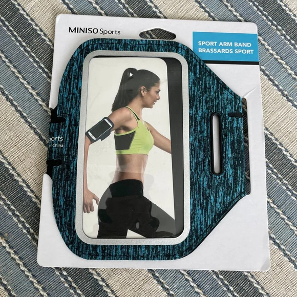 Miniso Sports Polyester Elastane Sport Arm Band Blue & Black Sz OS NWOT - Picture 6 of 6